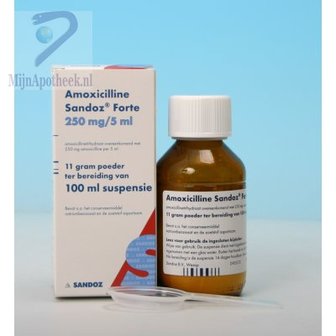 AMOXICILLINE SANDOZ POEDER V SUSPENSIE 250MG/5ML