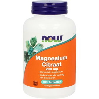 Magnesium citraat 200 mg NOW 100tb