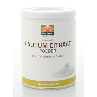 Calcium citraat poeder - 21% elementair calcium Mattisson 125g