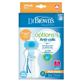 Options+ brede halsfles 270ml blauw Dr Brown&#039;s 2st