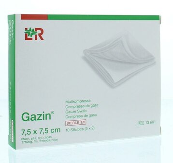 Gaaskompres 7.5 x 7.5 steriel 5 x 2 Gazin 5x2st