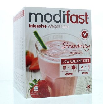 Intensive milkshake aardbei 8 zakjes Modifast 440g