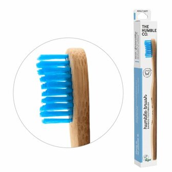 Tandenborstel bamboe adult blauw brush soft The Humble Co 1st