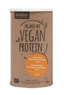 Vegan proteine zonnebloem hennep pompoen bio Purasana 400g