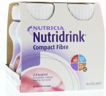 Compact fibre aardbei 125 gram Nutridrink 4st