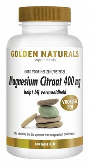 Magnesium citraat 400mg Golden Naturals 180tb