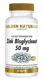 Zink bisglycinaat 50mg Golden Naturals 60tb