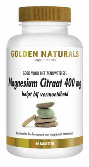 Magnesium citraat 400mg Golden Naturals 60tb