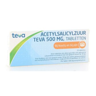 Acetylsalicylzuur 500 mg Teva 20tb