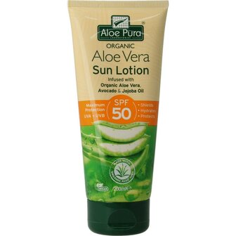 Aloe pura organic aloe vera zonnelotion SPF50 Optima 200ml